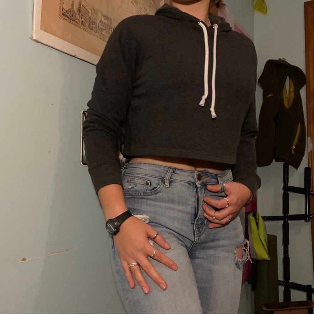 Dark grey, cropped hoodie